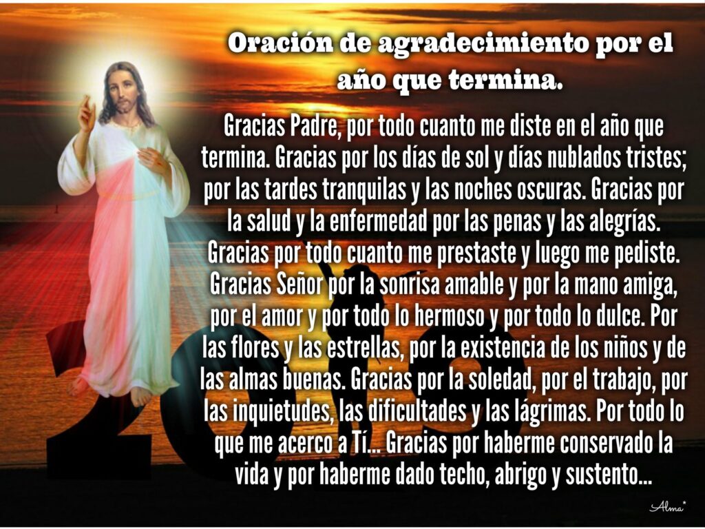 Oración de agradecimiento por el año que termina: ¡Gracias, Señor!