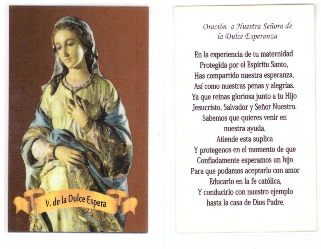 Estampita Virgen de la Dulce Espera: Oraciones Católicas